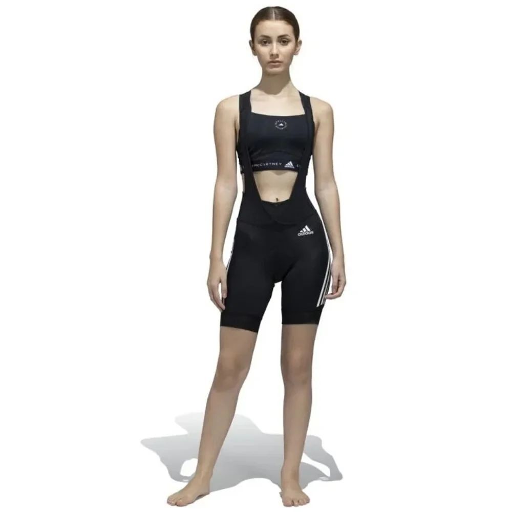 Adidas The Bib Padded Cycling Shorts Black White Women's Large Breathable Straps